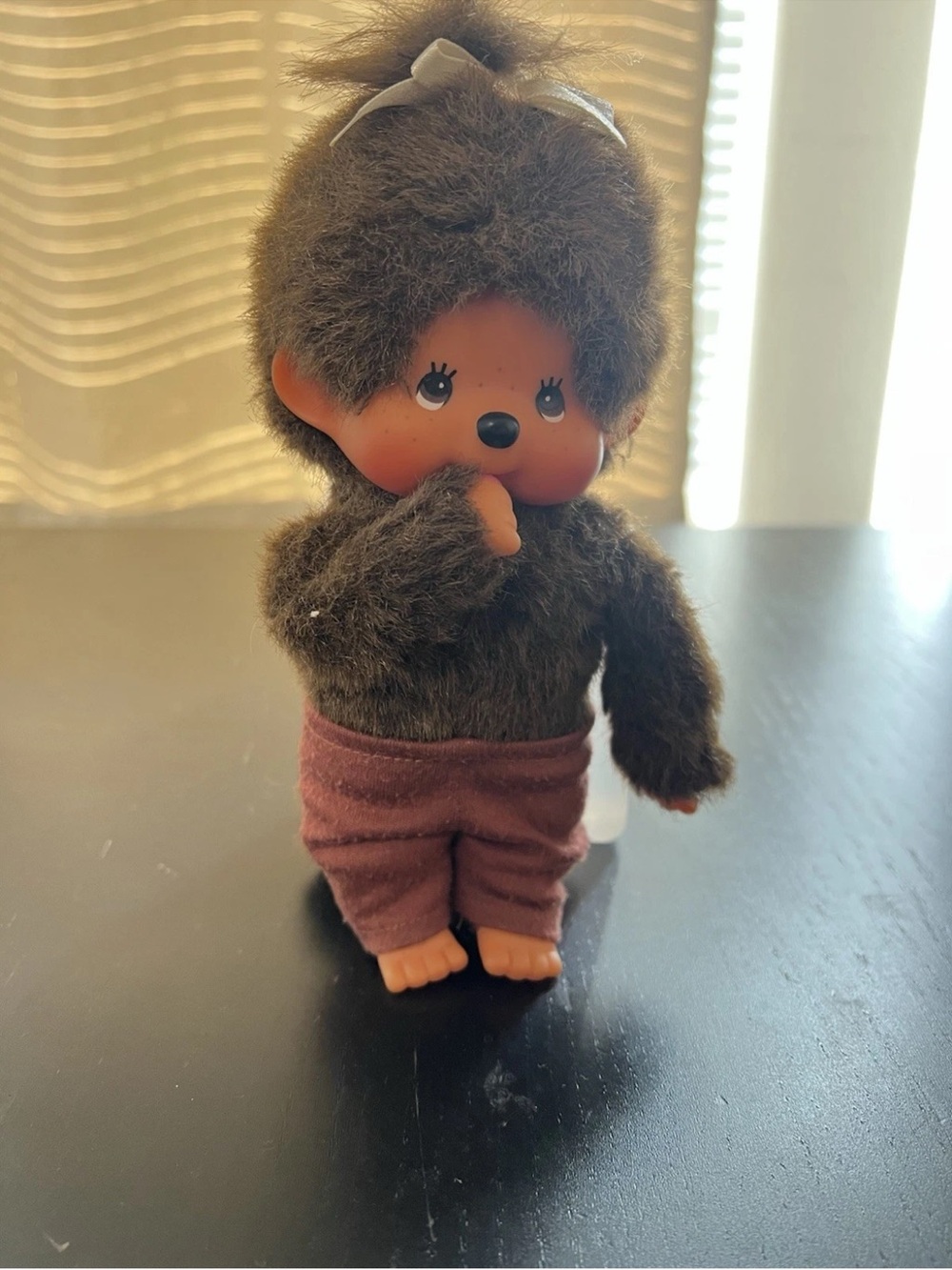 Sekiguchi Monchhichi Monkey Plush Mini Brown Stuffed Animal w/ Red Pants 2018